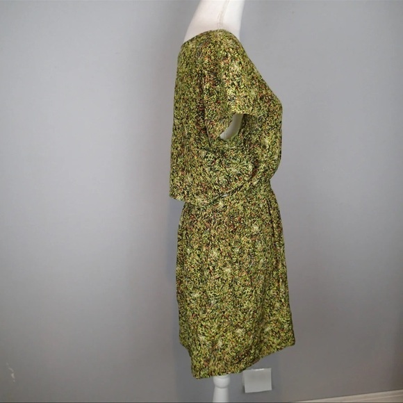 Club Monaco 0 Ruth Dress Robe Green Print 100% silk $169.50 open back h3 - Picture 4 of 9